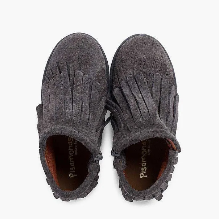 Pisamonas Boots>Side Zip Fringed Split Ankle Boot