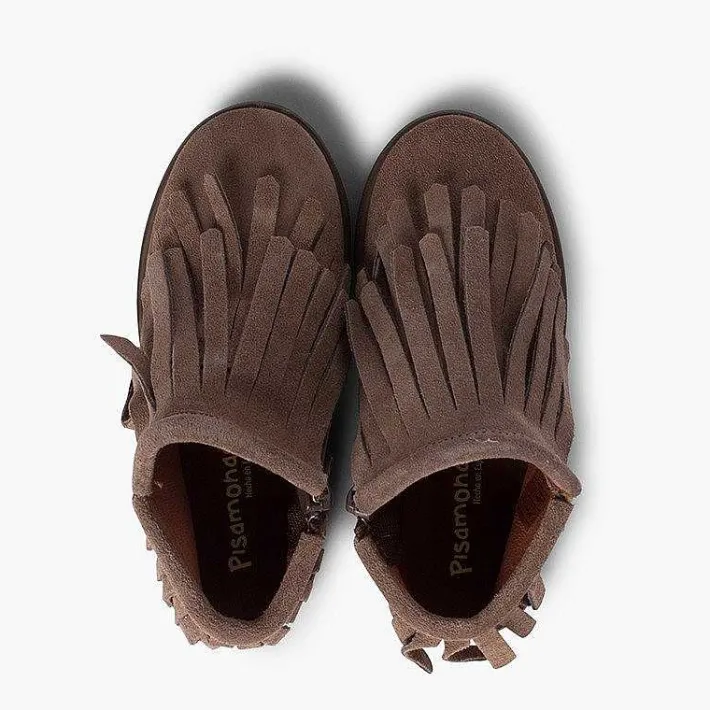Pisamonas Boots>Side Zip Fringed Split Ankle Boot