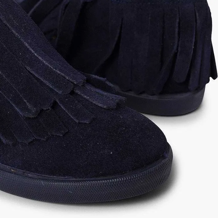 Pisamonas Boots>Side Zip Fringed Split Ankle Boot