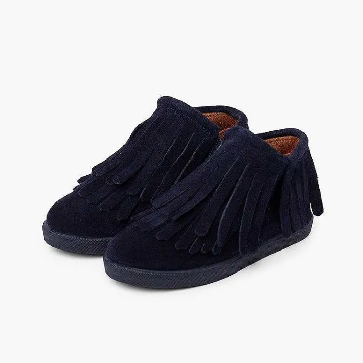 Pisamonas Boots>Side Zip Fringed Split Ankle Boot