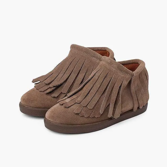 Pisamonas Boots>Side Zip Fringed Split Ankle Boot
