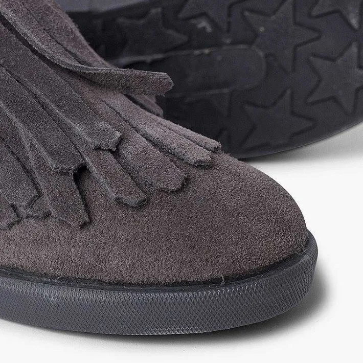 Pisamonas Boots>Side Zip Fringed Split Ankle Boot