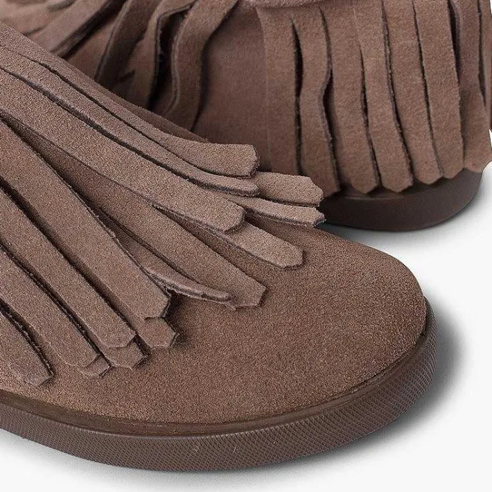Pisamonas Boots>Side Zip Fringed Split Ankle Boot