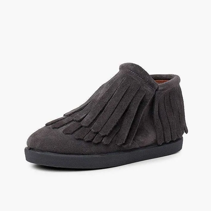 Pisamonas Boots>Side Zip Fringed Split Ankle Boot