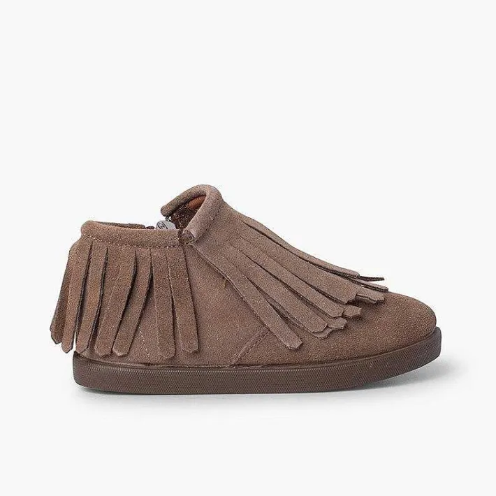 Pisamonas Boots>Side Zip Fringed Split Ankle Boot