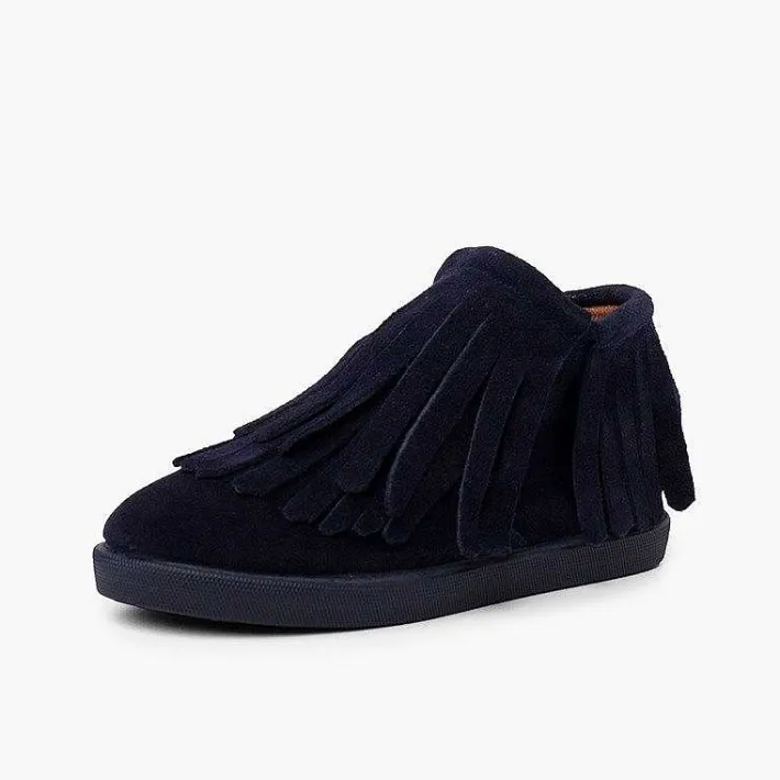 Pisamonas Boots>Side Zip Fringed Split Ankle Boot