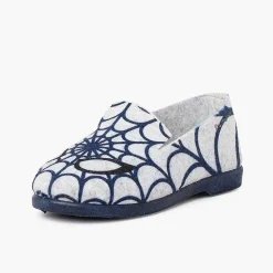 Pisamonas Slippers>Slippers For Kids Spiderweb Colour Gris Y Azul