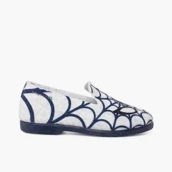 Pisamonas Slippers>Slippers For Kids Spiderweb Colour Gris Y Azul