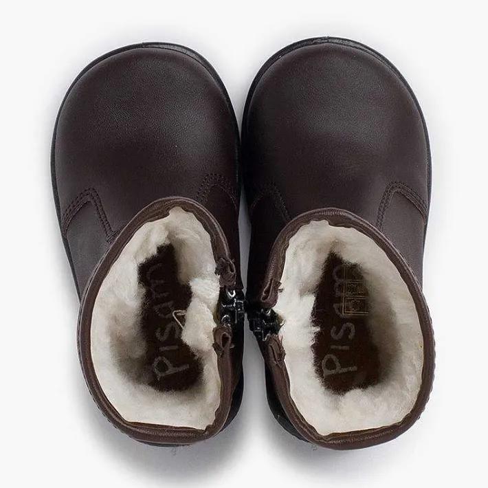 Pisamonas Boots>Smooth Washable Leather Boots Children