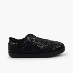 Pisamonas Trainers>Snake Animal Print Trainers With Fur Lining Colour Black