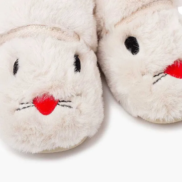 Pisamonas Slippers>Soft Fur Bunny Slippers Colour Off-White