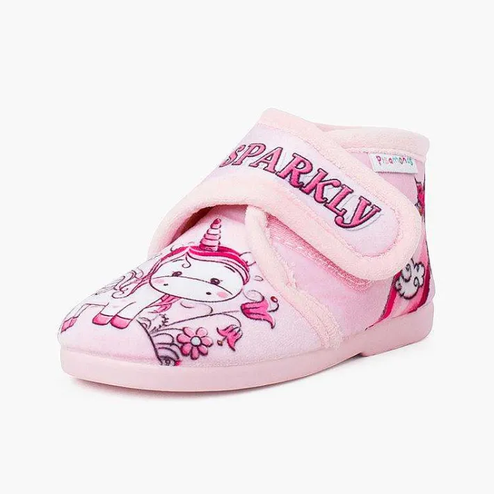 Pisamonas Slippers>Sparkly Slip-On Slippers Colour Pink