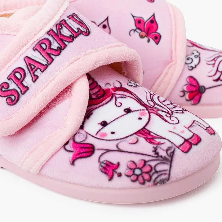 Pisamonas Slippers>Sparkly Slip-On Slippers Colour Pink