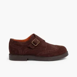 Pisamonas School Shoes>Split-Leather Buckle Blucher Shoes