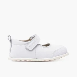 Pisamonas Mary Janes>Sport Leather Mary Janes With Toe Cap And Riptape Fastening