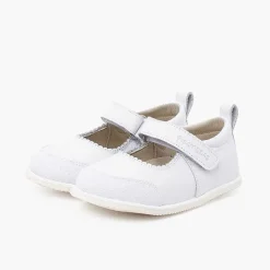 Pisamonas Mary Janes>Sport Leather Mary Janes With Toe Cap And Riptape Fastening