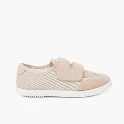 Pisamonas Trainers>Striped And Suede Sneakers Double Riptape Strap