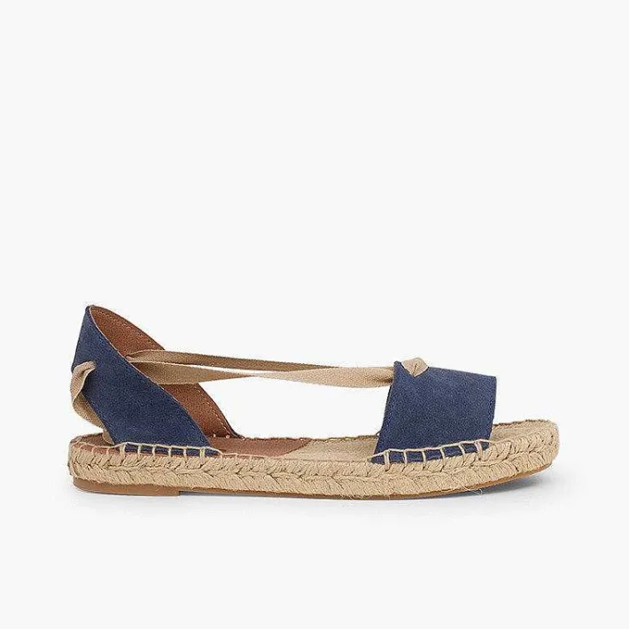 Pisamonas Sandals>Suede And Esparto Sandals With Ribbons