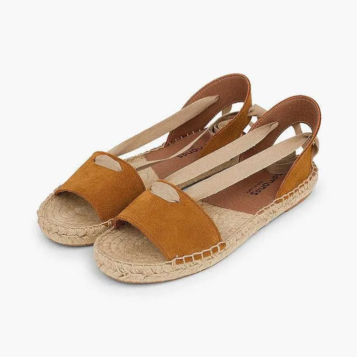Pisamonas Sandals>Suede And Esparto Sandals With Ribbons