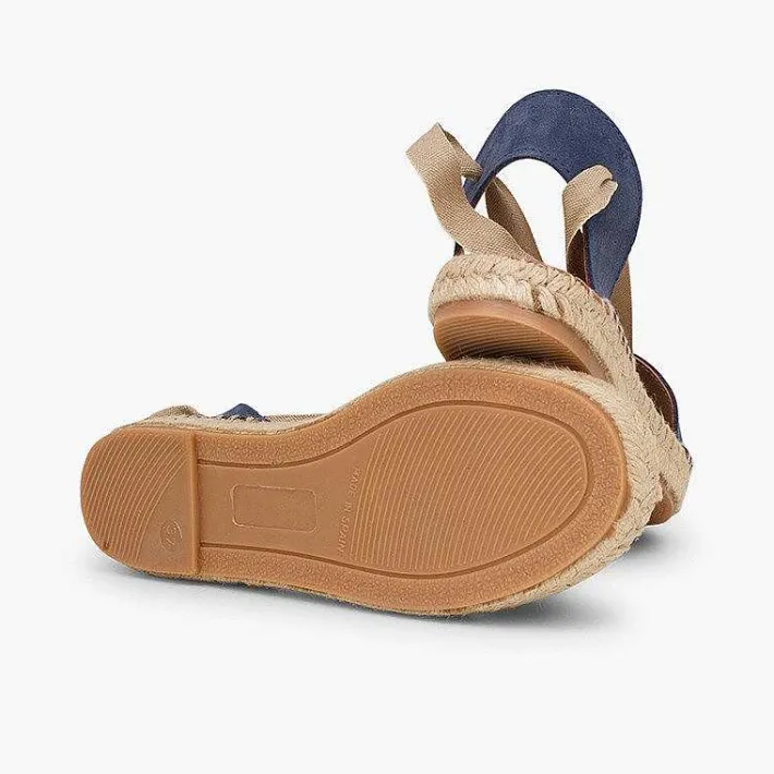 Pisamonas Sandals>Suede And Esparto Sandals With Ribbons