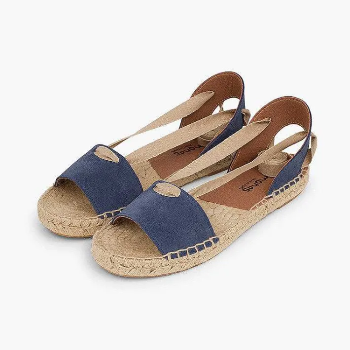 Pisamonas Sandals>Suede And Esparto Sandals With Ribbons