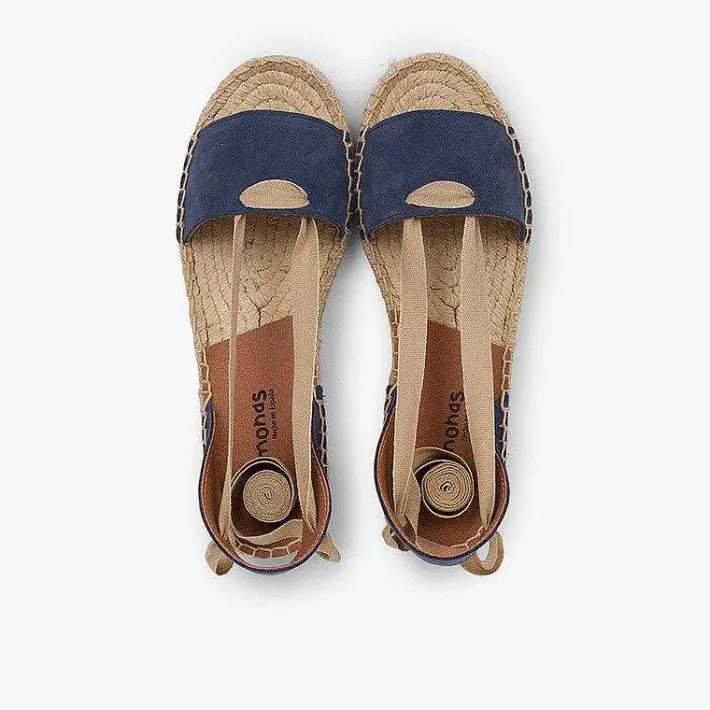 Pisamonas Sandals>Suede And Esparto Sandals With Ribbons