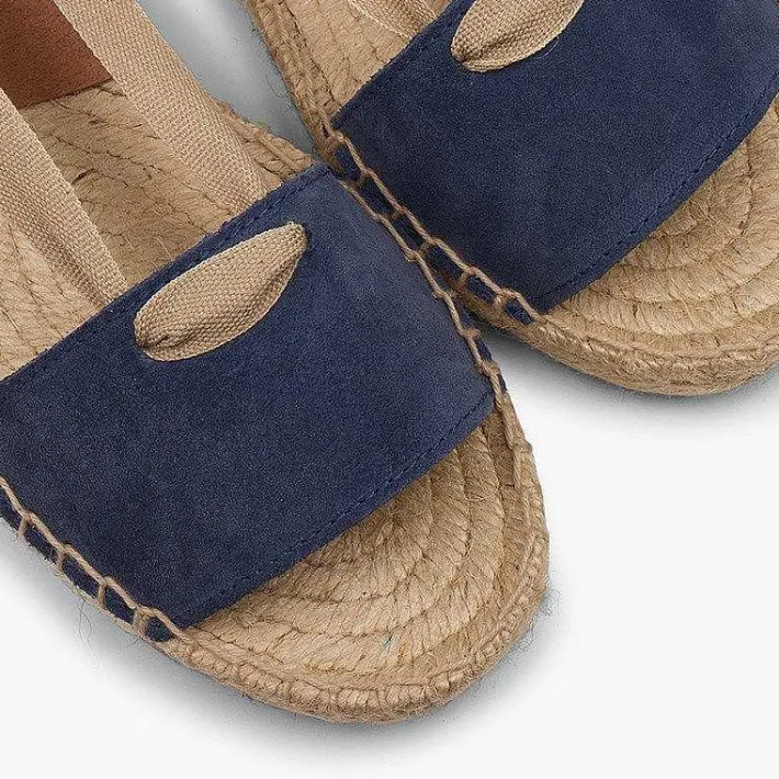 Pisamonas Sandals>Suede And Esparto Sandals With Ribbons