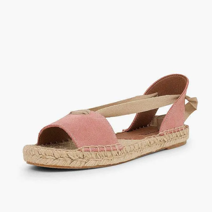 Pisamonas Sandals>Suede And Esparto Sandals With Ribbons