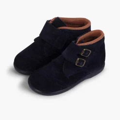 Pisamonas Boots>Suede And Loop Fasteners Booties With Decorative Buckles