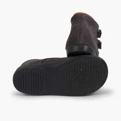 Pisamonas Boots>Suede And Loop Fasteners Booties With Decorative Buckles