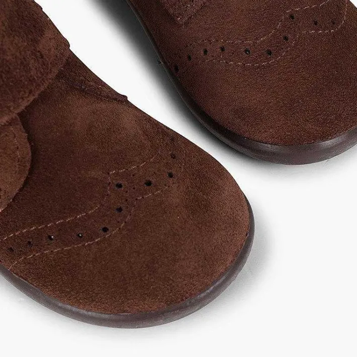 Pisamonas Boots>Suede And Loop Fasteners Booties With Decorative Buckles