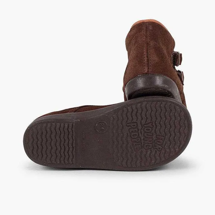 Pisamonas Boots>Suede And Loop Fasteners Booties With Decorative Buckles