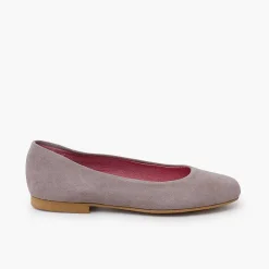 Pisamonas Ballet Pumps And Flats>Suede Ballet Pumps With Dress Sole