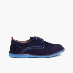 Pisamonas Brogues And Bluchers>Suede Blucher Shoes With Coloured Outsole And Laces