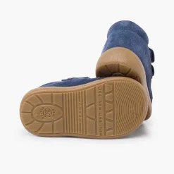 Pisamonas Boots>Suede Booties With Adhesive Closure