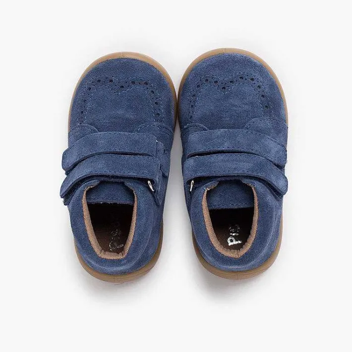 Pisamonas Boots>Suede Booties With Adhesive Closure
