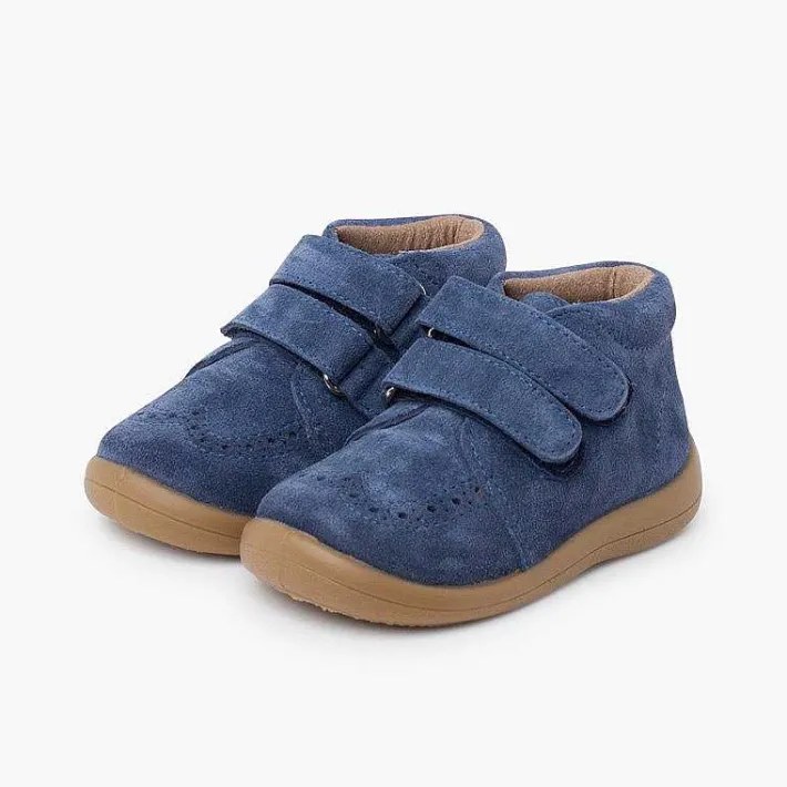 Pisamonas Boots>Suede Booties With Adhesive Closure