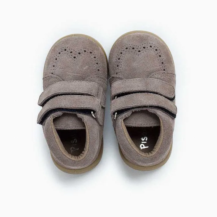 Pisamonas Boots>Suede Booties With Adhesive Closure
