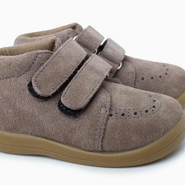 Pisamonas Boots>Suede Booties With Adhesive Closure