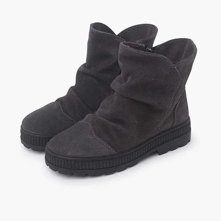 Pisamonas Boots>Suede Boots With Wrinkled Effect