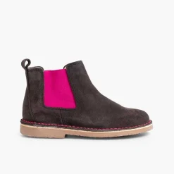 Pisamonas Boots>Suede Chelsea Boots With Coloured Elastic