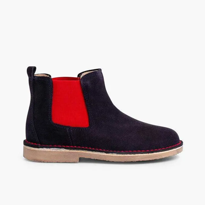 Pisamonas Boots>Suede Chelsea Boots With Coloured Elastic