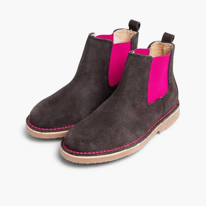 Pisamonas Boots>Suede Chelsea Boots With Coloured Elastic