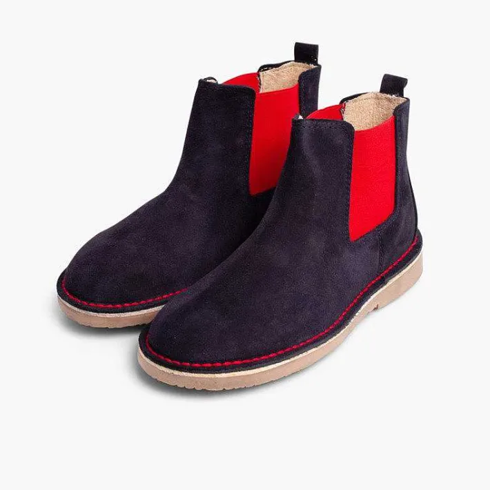 Pisamonas Boots>Suede Chelsea Boots With Coloured Elastic