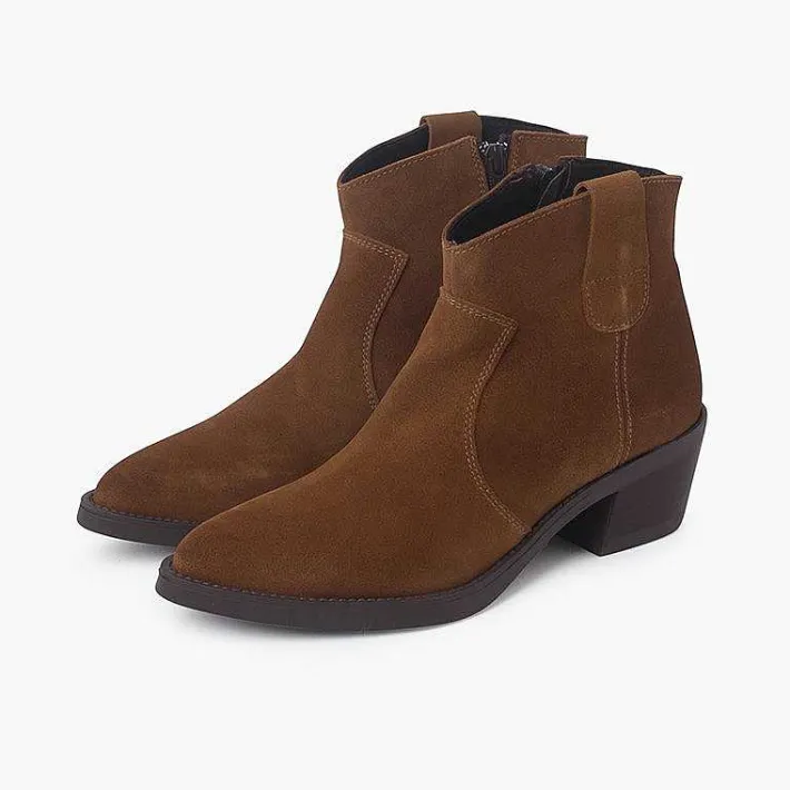 Pisamonas Boots>Suede Cowboy Ankle Boots