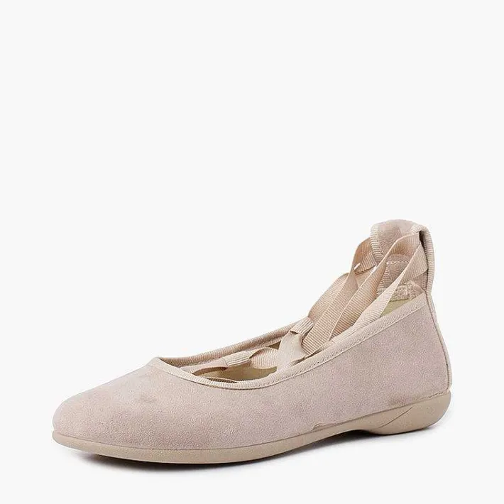 Pisamonas Ballet Pumps And Flats>Suede Effect Ballet Pumps With Bows