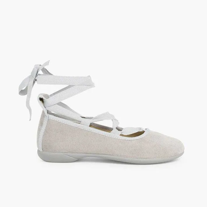 Pisamonas Ballet Pumps And Flats>Suede Effect Ballet Pumps With Bows
