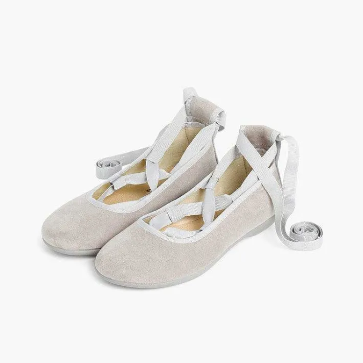 Pisamonas Ballet Pumps And Flats>Suede Effect Ballet Pumps With Bows
