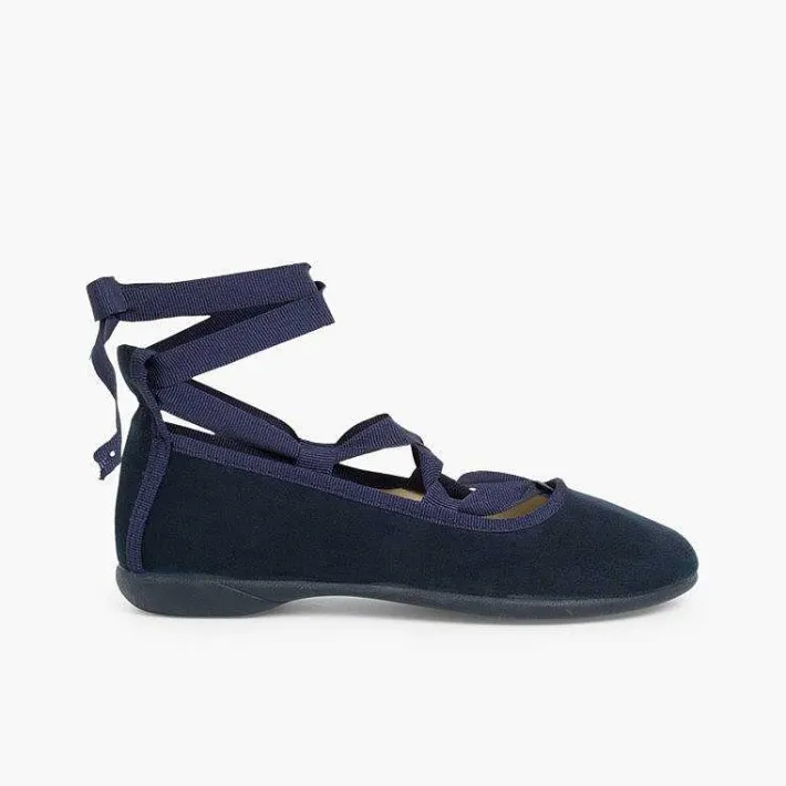 Pisamonas Ballet Pumps And Flats>Suede Effect Ballet Pumps With Bows