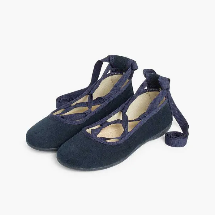 Pisamonas Ballet Pumps And Flats>Suede Effect Ballet Pumps With Bows